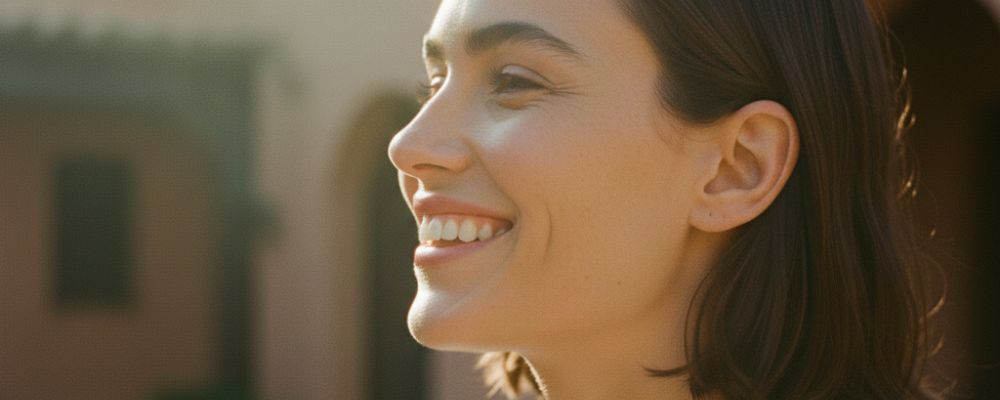 image of natural, radiating woman in natural light