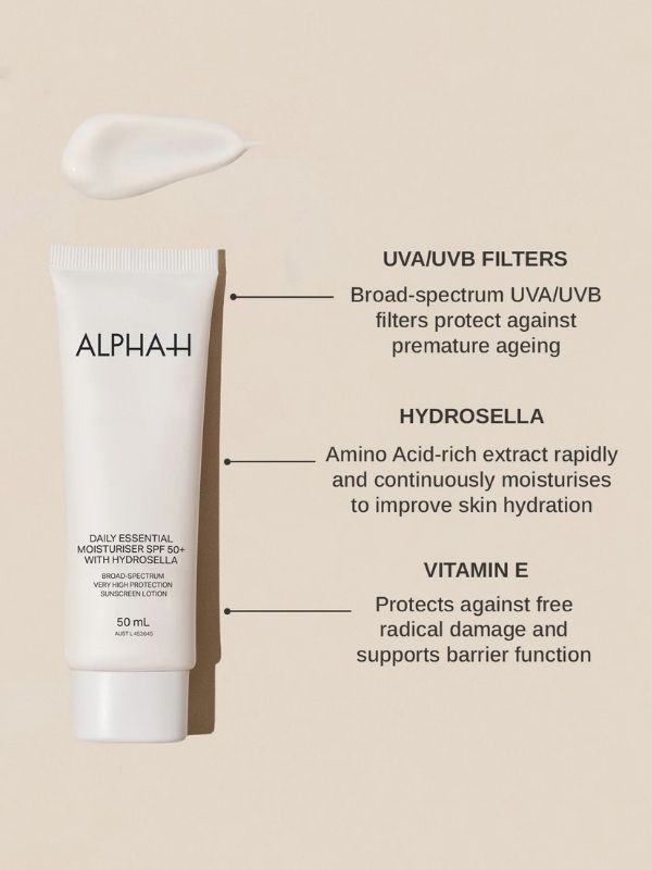 Alpha-H Daily Essential Moisturiser SPF50+ With Hydrosella